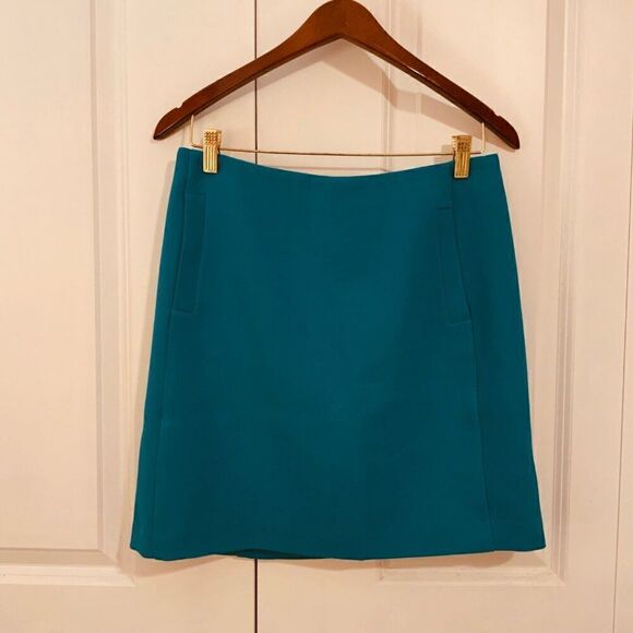 Banana Republic Emerald Blue A Line Welt Pockets Mini Skirt Size 6 - Picture 3 of 12